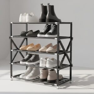 Foldable Shoe Rack (Metal, 5-Tier)